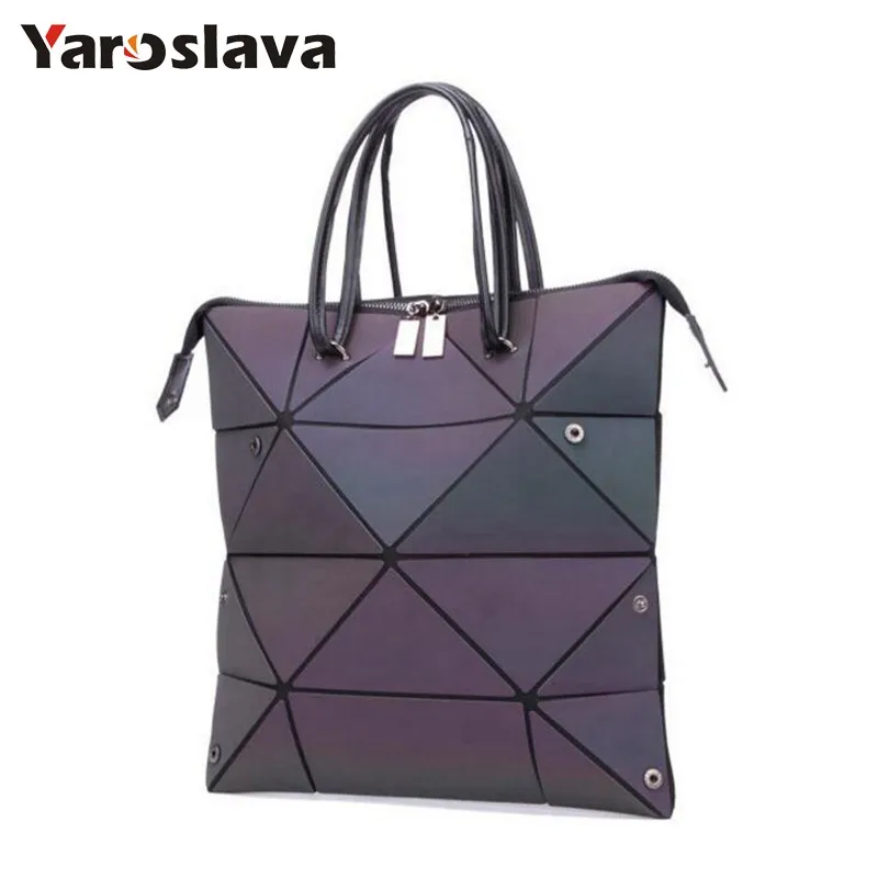 

Fashion Female Plaid Laser Handbags Diamond Women Bags Folding Bag Geometric Luminous Shoulder Messenger Bags For Women LL810