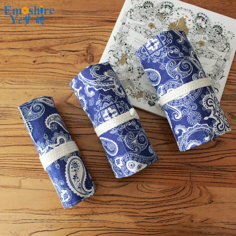 Emoshire Pencil Korean version of the cotton canvas cloth curtains large capacity color pencil pencil pencil pencils (5)