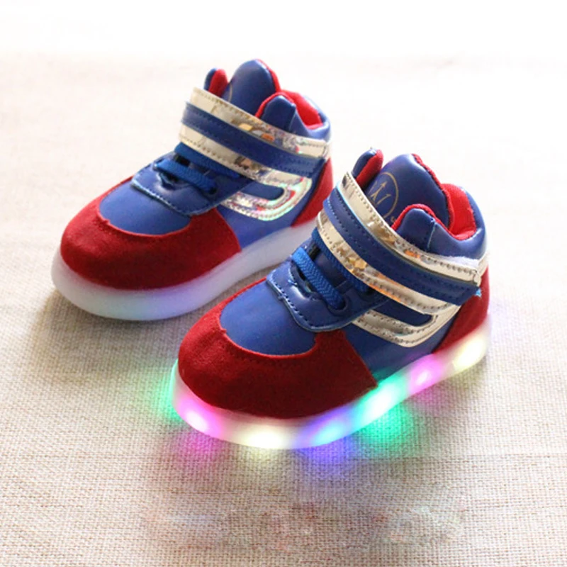 Childrens Kids Infants Boots LED lights flashing PINK BROWN ORANGE girls boys