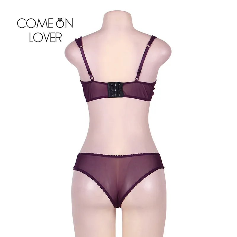 Comeonlover Ensemble Sous Vetement Femme, женское белье фиолетового цвета, женское нижнее белье, эротический комплект размера плюс, комплекты сексуального белья RI80273