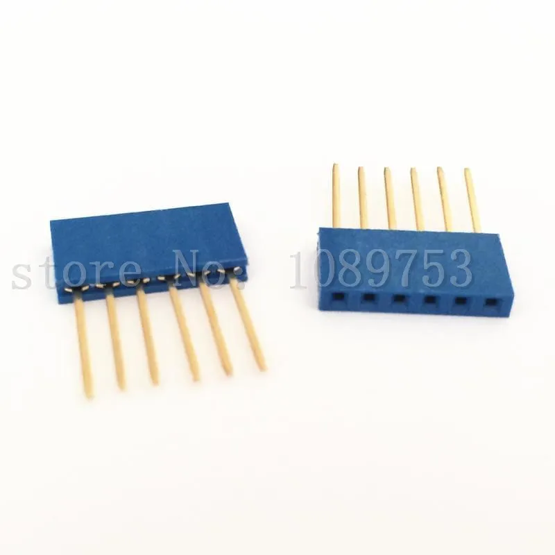 

50pcs Blue 2.54mm 6P Stackable Long Legs Female Header For Arduino Shield