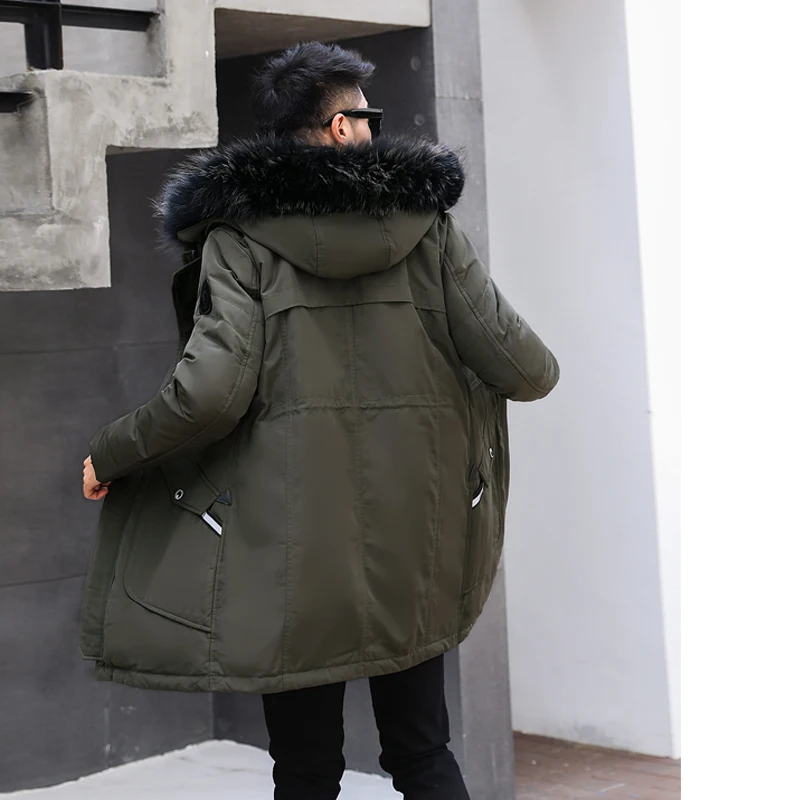 

Asesmay Design 2018 New Long Winter Down Jacket With Fur Hood Male Coats Men's Clothing Casual Jackets Thickening Lover's Parkas