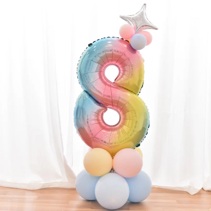 1 комплект алюминиевые воздушные шары из фольги в виде цифр, день рождения, вечеринка, юбилей, вечерние украшения, от 0 до 9 лет, Globo, детские фигурки, воздушный шар - Цвет: 8