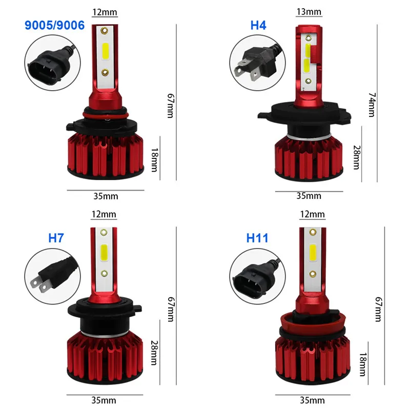 Flintzen 2 шт. светодиодный фар автомобиля H7 H4 светодиодный H11 HB3/9005 HB4/9006 50 Вт 6000lm авто лампы фары для BMW Toyota Honda Ford и т. д