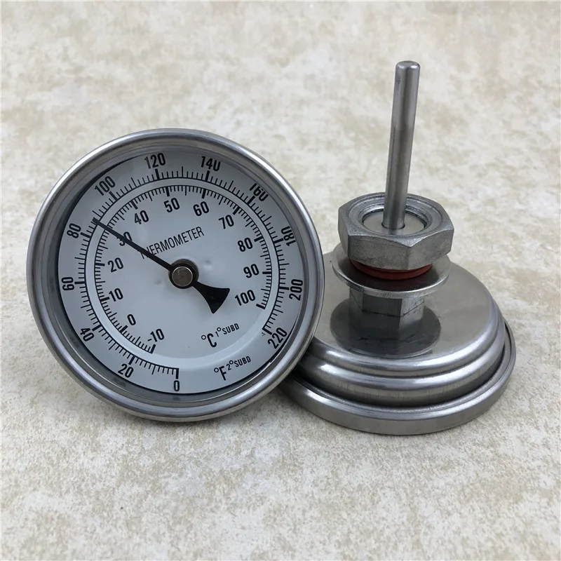 

Homebrew 0~220F degree Beer Thermometer, 3"Face & 2"Probe, 1/2"MNPT,Kettle Weldless Bi-metal Thermometer Kit