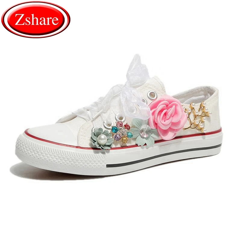 

2019 fashion women sneakers flower canvas shoes female casual summer shoes trainers lace up girl basket femme vulcanize shoes