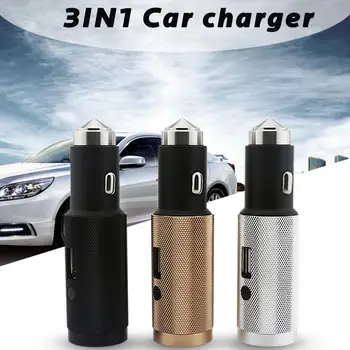 

USB Car Charger With LED Flashlight Emergency Hammer Function 2.4A Fast Charger For iPhone X 8 7 6 Samsung Xiaomi mobile phones