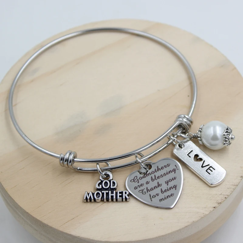 1PC Stainless Steel Bangle Expandable Wire Bangle Women Jewelry Godmother Charm Bracelet Bangle God Mother Gifts Bijoux - Image 3