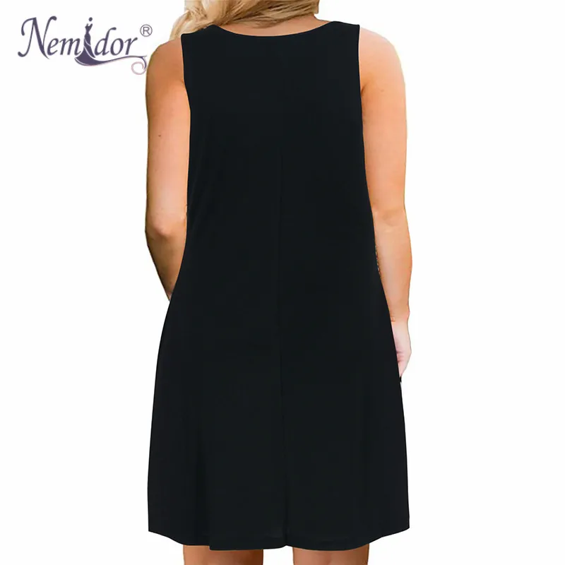 Nemidor Women's Casual Print Summer T Shirt Dress Plus Size Loose Sleeveless Swing Dress with Pocket  (12)