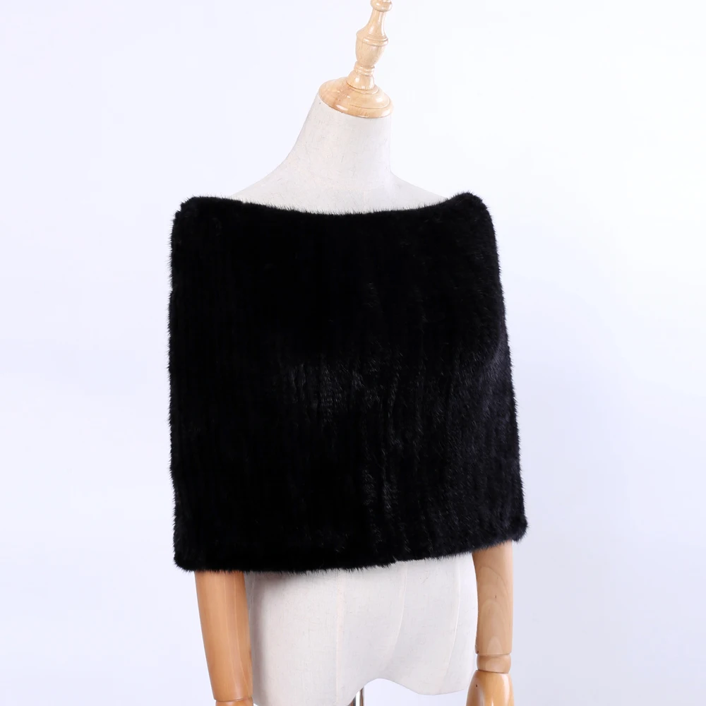 

Luxury Genuine Mink Fur Knitted Elastic Women's Winter Pullover Shoulder Cape Lady Amice Fashion Cappa Real Fur Tippet Free Size