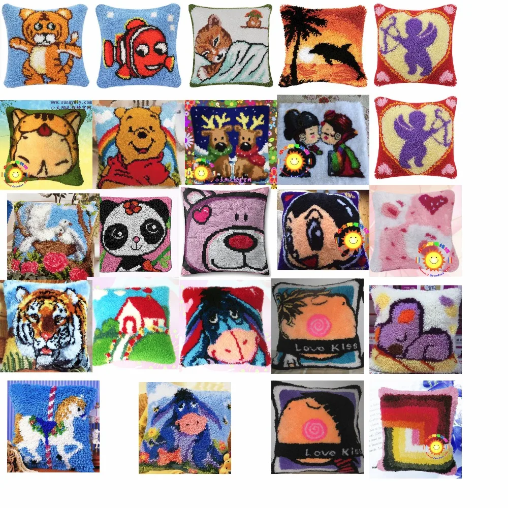 

TH animals Cushion Latch Hook Kit Pillow Mat DIY Craft Cat 42CM by 42CM Cross Stitch Needlework Crocheting Cushion Embroidery