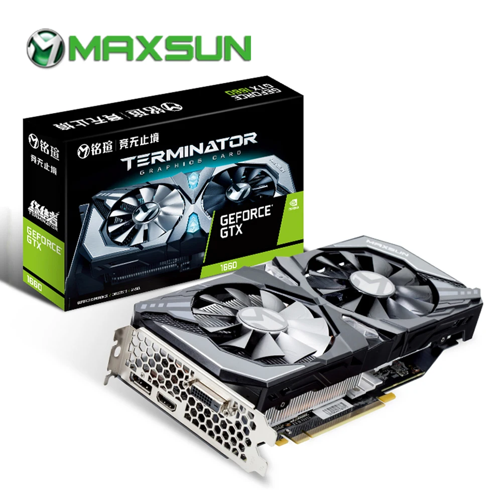 

MAXSUN Graphics card GTX 1660 Terminator 6G 192bit GDDR5 8000MHz 1530-1785MHz 1408unit HDMI+DP+DVI GTX1660 video card for Gaming