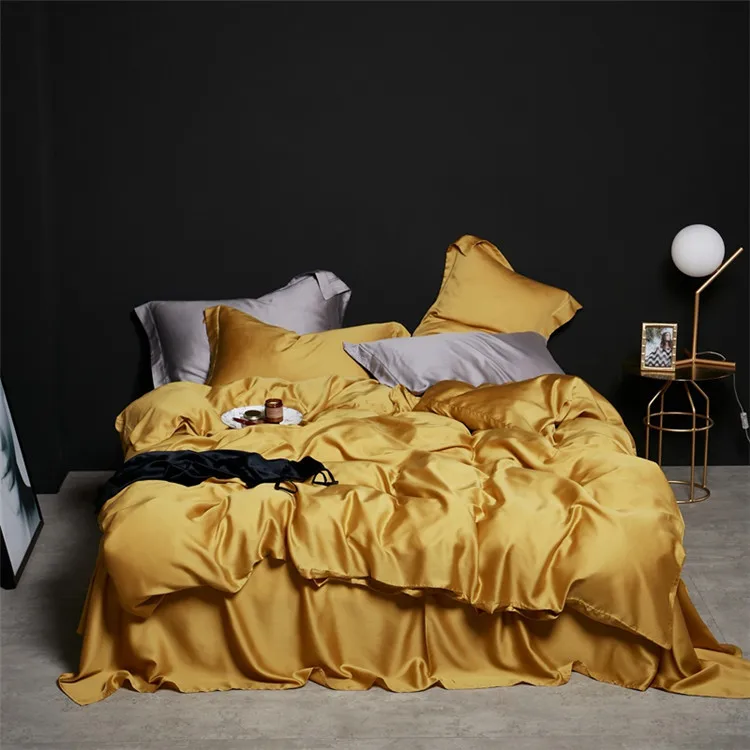 Pink Grey White Tencel Silk Luxury Bedding Set Duvet Cover Ultra