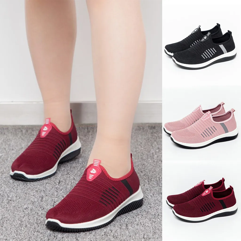 

SAGACE Women Flats New Fashion Summer Solid Color Mesh Women Shoes Breathable Simple Shoes Slip-On Flats Dropshippinng 61919