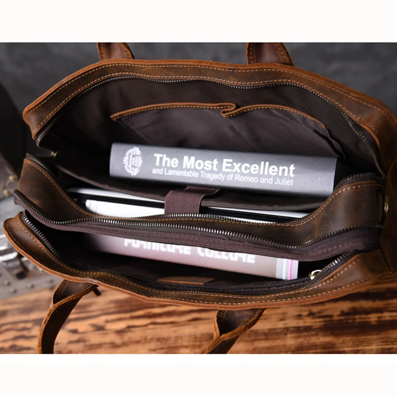 Crazy Horse кожаный мужской портфель сумка для ноутбука деловая сумка портфель из натуральной кожи мужская сумка через плечо