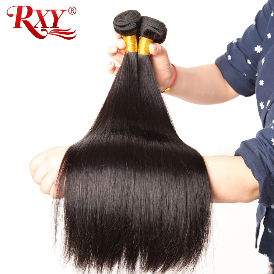 360 Lace Frontal With Bundle Peruvian Straight Human Hair Bundles With Closure 3 Bundles Human Hair RXY 360 Lace Frontal NonRemy (3)
