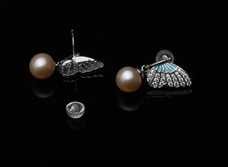 Настоящие 925 пробы серебряные серьги для женщин, белая натуральная пресноводная круглая жемчужная серьга подарок на день рождения дочери