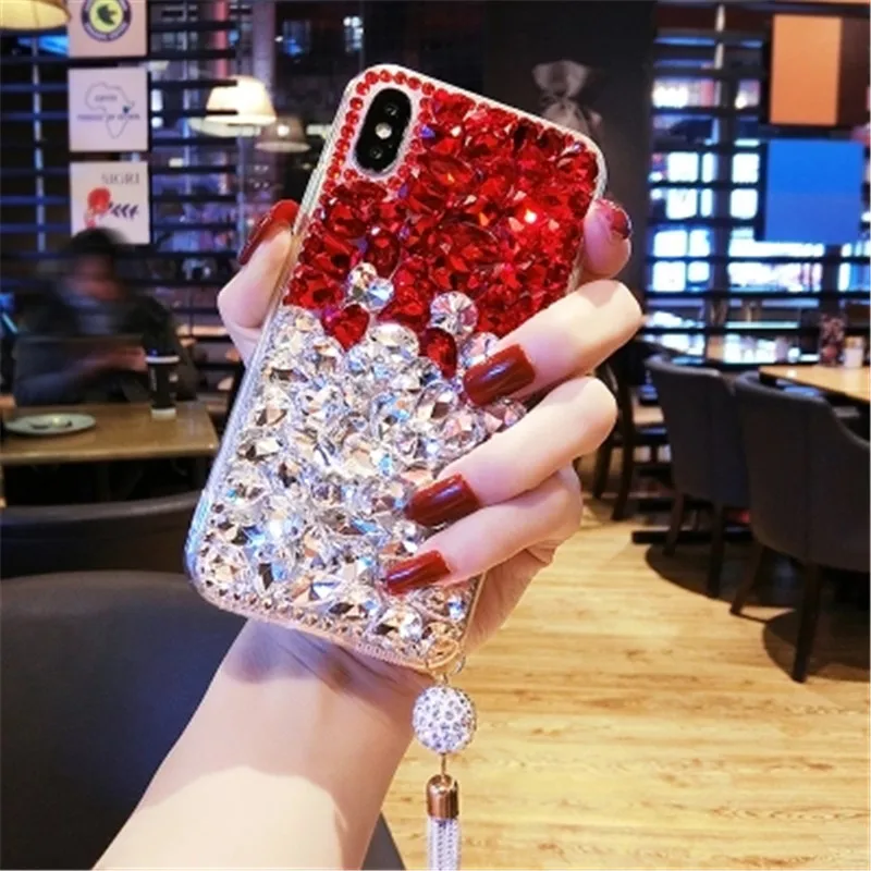 

LaMaDiaa Diamond Case Rhinestone Bling Cover fundas coque For Huawei Honor 8 9 10 lite 7X 8X V20 Mate20 P30 P20 Pro