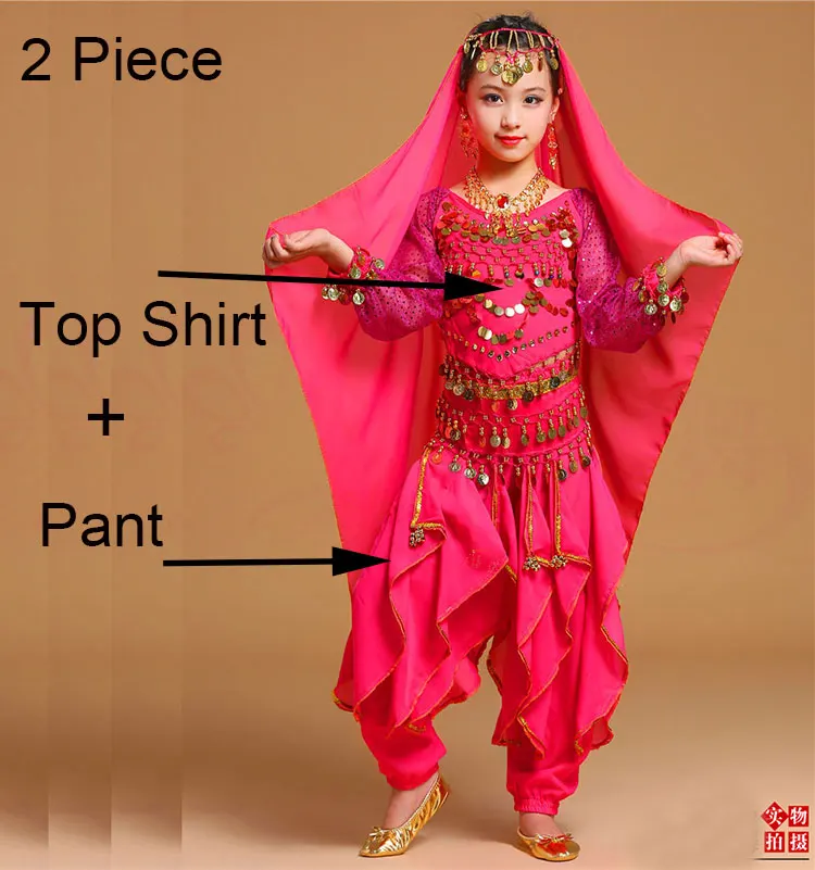 Костюм для танца живота с длинным рукавом для девочек, Детский комплект для индийского танца, детские костюмы для танца живота для девочек, египетские танцевальные костюмы