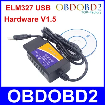 

Real 25K80 ELM327 USB Plastic OBD2 Auto Diagnostic Tool Version V1.5 ELM 327 USB Interface OBDII CAN-BUS Scanner Free Shipping
