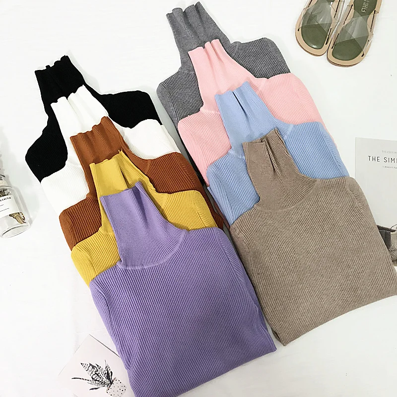 Womens Sweaters 2018 Winter Tops Turtleneck Sweater Women Thin Pullover Jumper Knitted Sweater Pull Femme Hiver Truien Dames New