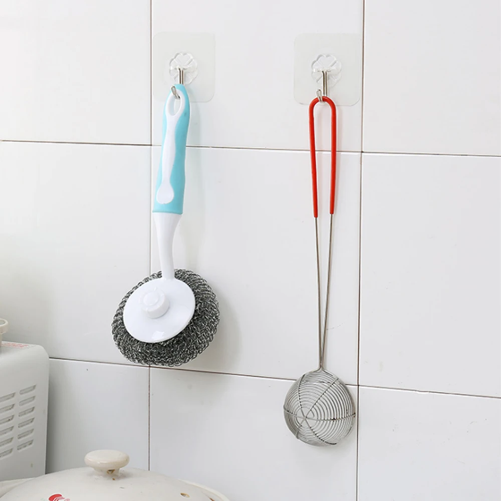

30pcs Wall Hooks Heavy Duty Strong Non-Trace Reusable Hooks Waterproof Transparent Sticky Glue Hanger For Kitchen Living Room