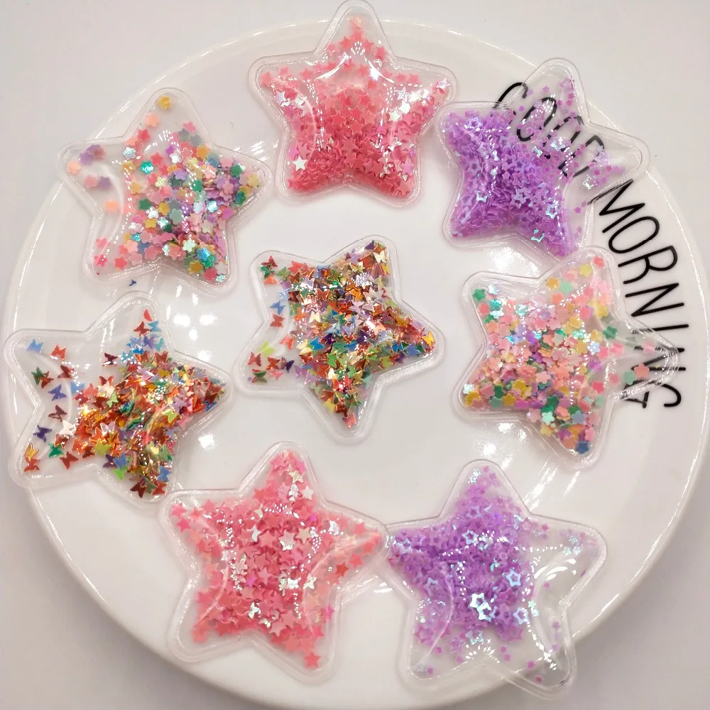 

12pcs/lot 5*3cm sequin Star padded applique for clothes and hair accessories