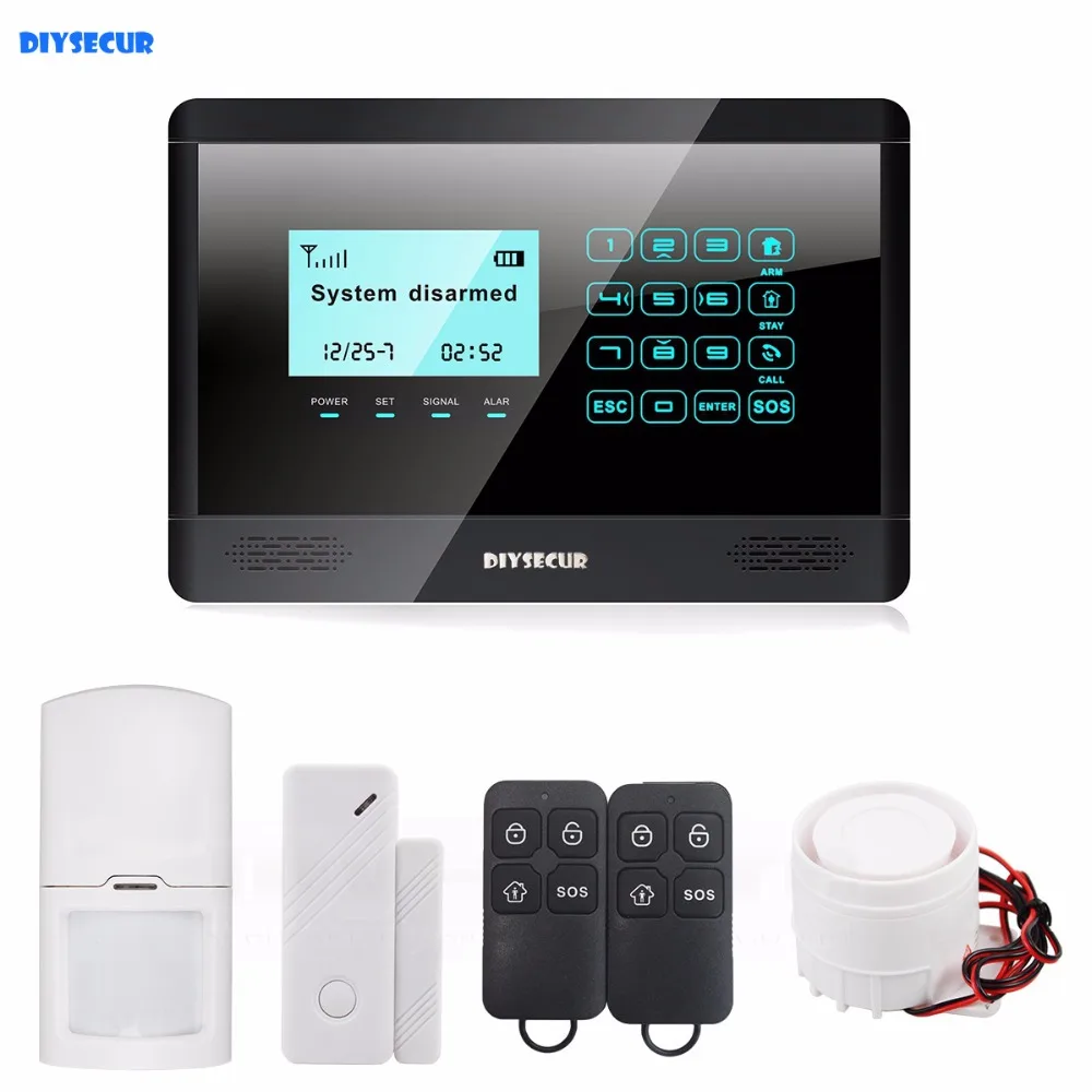 

DIYSECUR 433MHz Wireless GSM SMS Touch Keyboard Home Alarm System Touch Screen M2BX