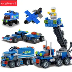 163 шт. городской полицейский деформированный модель грузового автомобиля строительные блоки игрушка комплект DIY Детские подарки