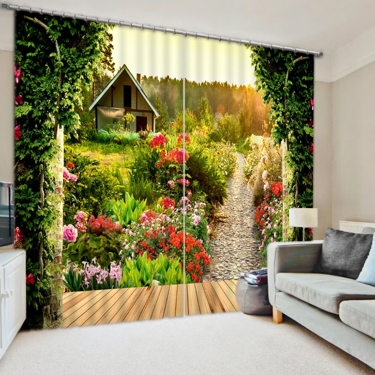 

Fantasy Modern 3D High Quality Customize size Modern flower garden Bedding room 3D Curtains