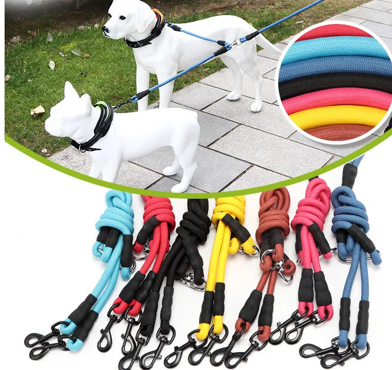 

Solid Nylon Leashes Leads for Two Dogs Double Leashes 140CM