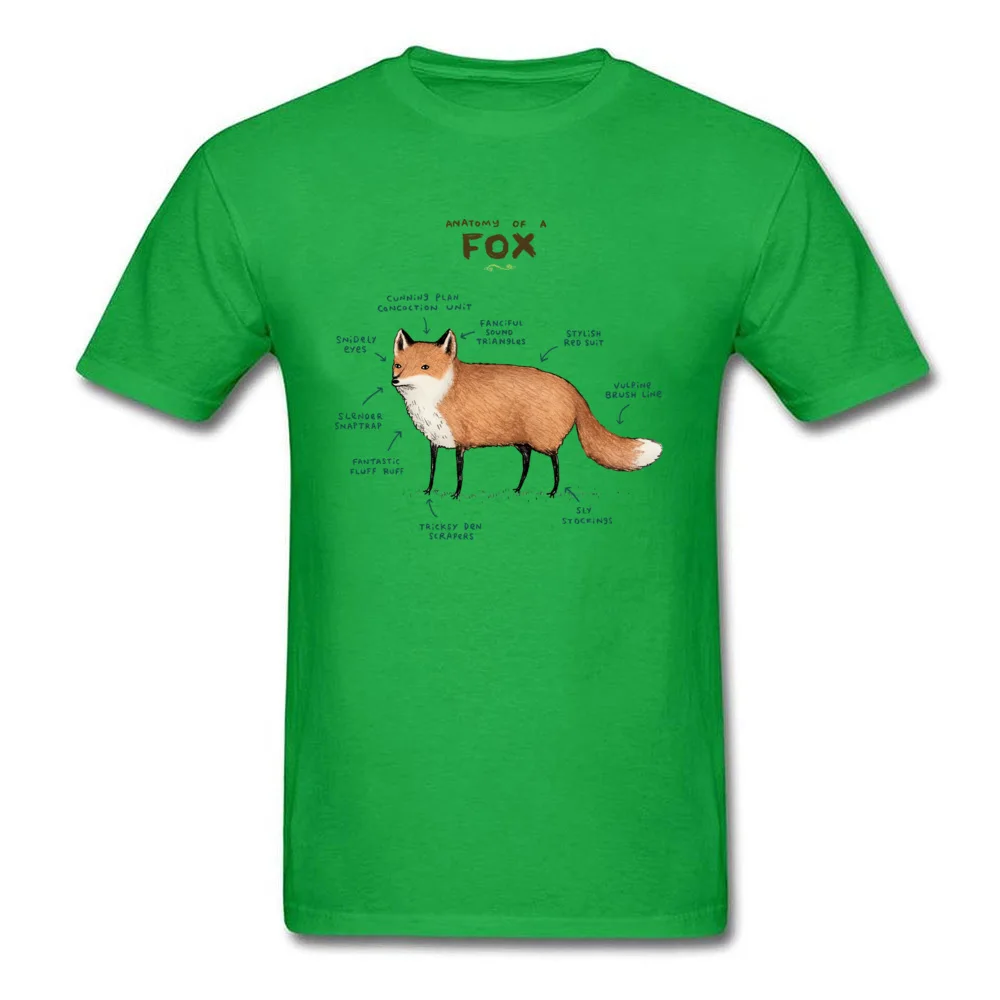 Anatomy of a Fox 3D Printed Tops Tees Short Sleeve for Men Pure Cotton Thanksgiving Day Crew Neck T Shirts Unique Tees Family Anatomy of a Fox green