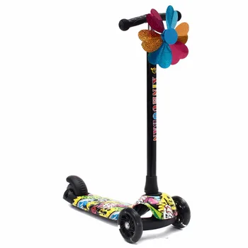 

Kids Children Folding Flashing 3 Wheels Tricycle Kick Push Scooter Kickboard Adjustable Height Handle