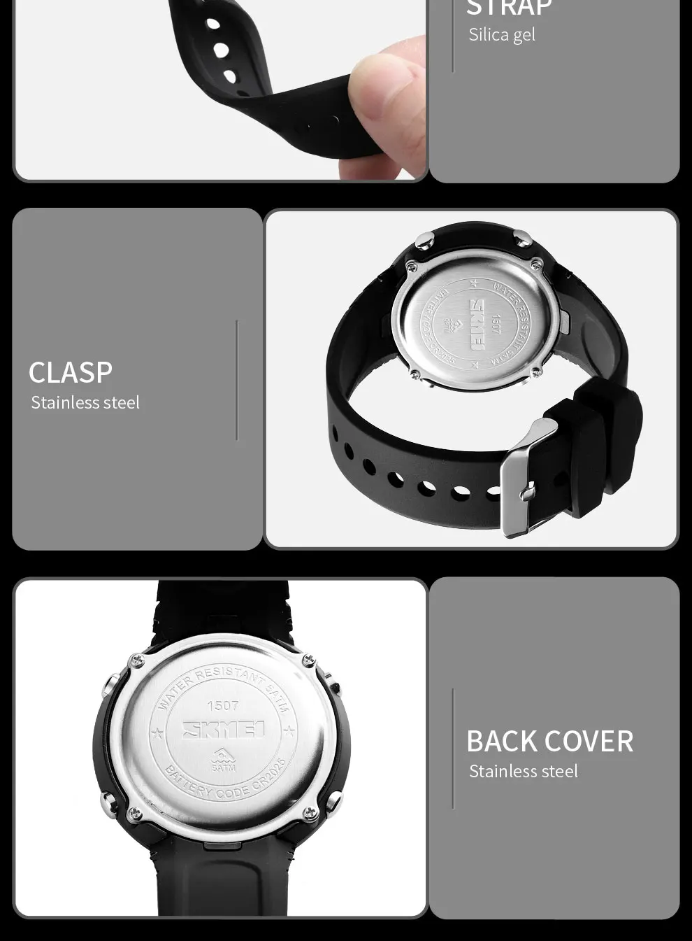SKMEI простые мужские спортивные часы задний светильник светодиодный 50 м водонепроницаемые цифровые часы с хронографом наручные часы Relogio Masculino 1507