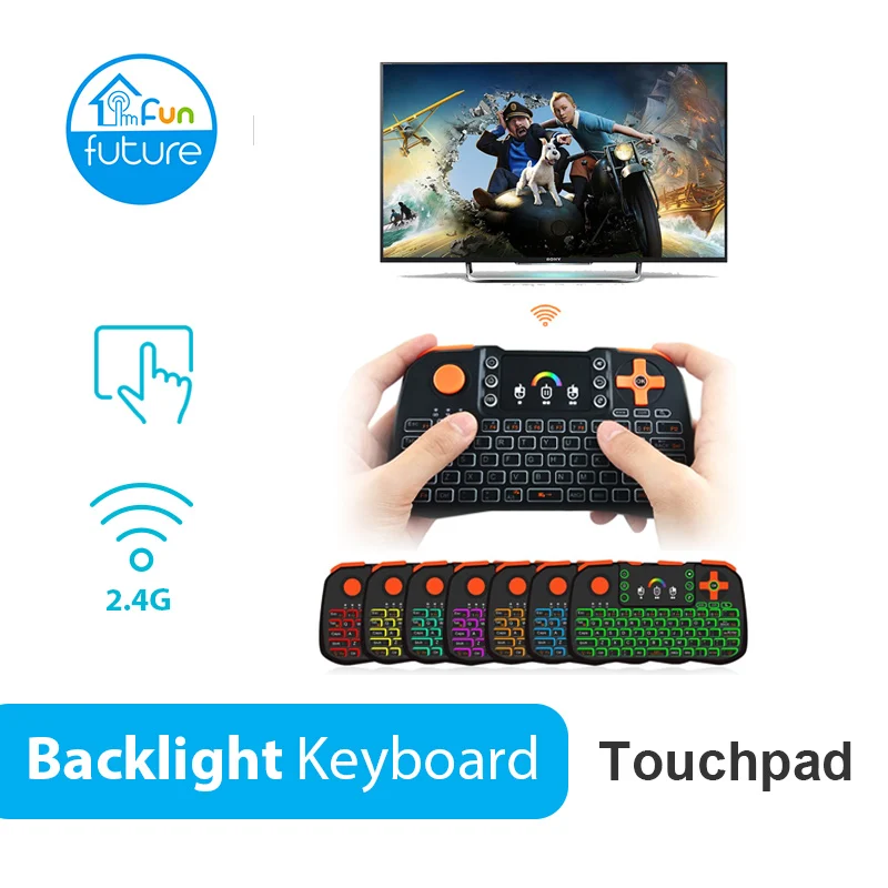 

TZ10 Wireless Keyboard Handheld Remote Control Colorful Backlight For Android TV Box Smart TV PC Laptop Touchpad Mouse 2.4GHz