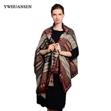 

YWHUANSEN Autumn Winter Large Size Ponchos Capes Autumn Winter Women Warm Scarf Faux Cashmere Multifunctional Scarf Stole Coat