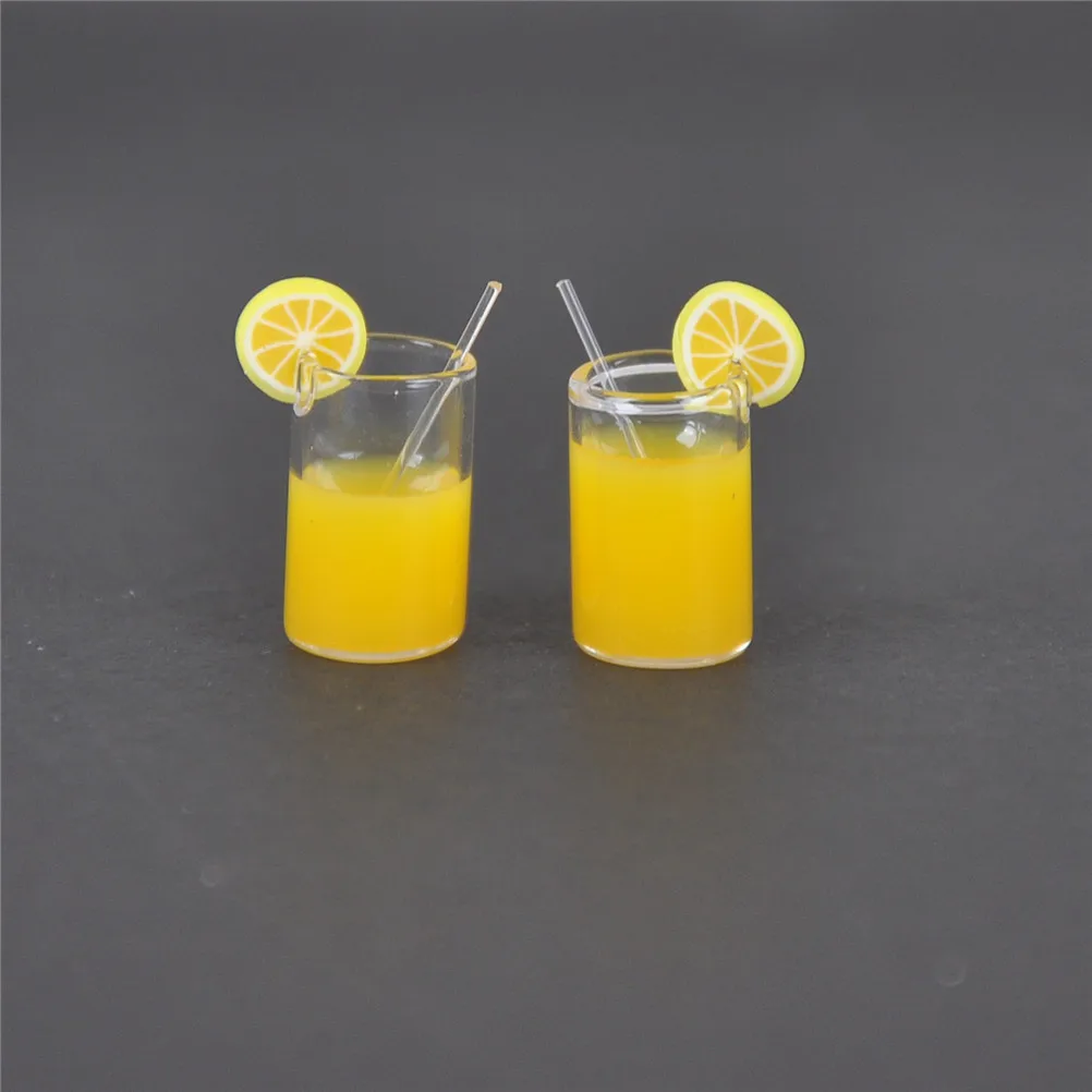 Accessories Dollhouse Decoration Lemon-Water-Cup Resin Mini Toy 1:12 2pcs/Lot Cups Gifts