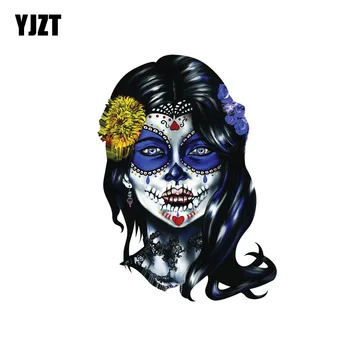 

YJZT 10.3CM*14CM Accessories Decal Woman Sugar Face Skull Car Sticker PVC 6-0037