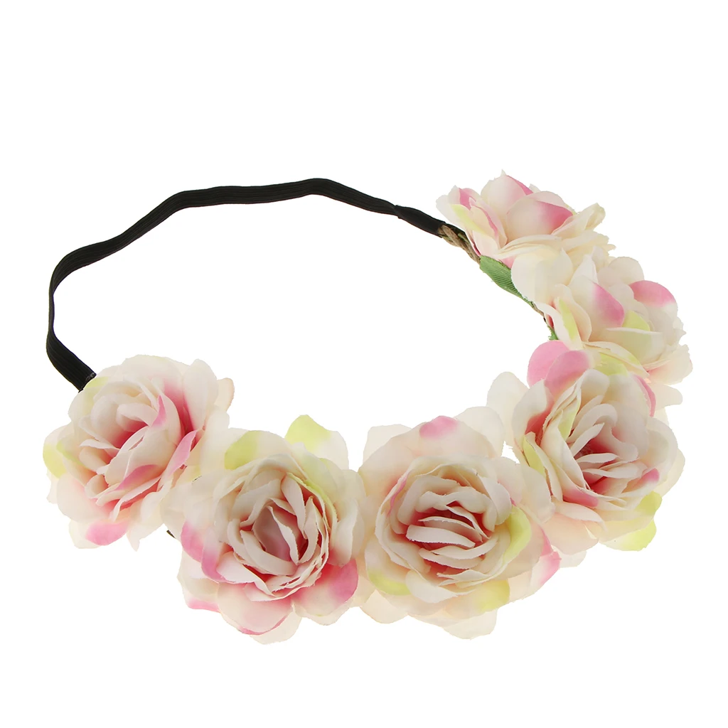 Gorgeous Women Flower Crown Wreath Rose Headbands Floral Garland Wedding Festival Hair Accessories Beach Wedding Headpiece