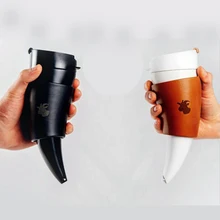 Horn Cup Claw Cups Couples Horn Ox Vacuum Flasks Horn Stainless Steel Rope Keep Warm Glass Cup Coffee Cup Accompanied Mugs