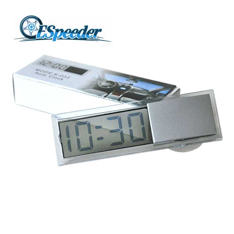

ESPEEDER Car Electronic Clock Mini Durable Transparent LCD Display Digital With Sucker