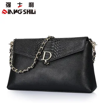 

27x17CM Leather handbags 2016 spring and summer new European style serpentine cow leather shoulder bag multifunction Messe A2523