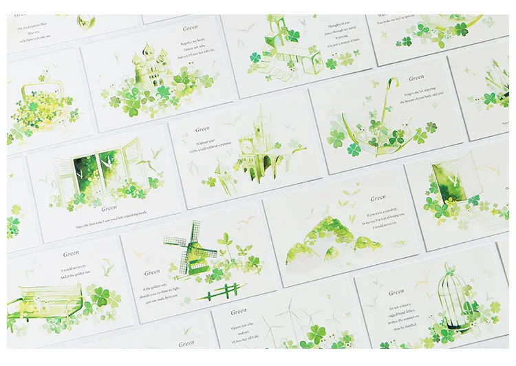 Зеленый 28 шт \ LOMO карточка ручная работа Милая креативная забавная поздравительная открытка пустая открытка для сообщений мини-открытка студенческий набор канцелярских принадлежностей