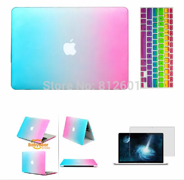 3 в 1 rainbow Мэтт чехол + Силиконовые K Экран protectoreyboard обложка + для Apple Mac Book Pro 11 12 13 15 без логотипа