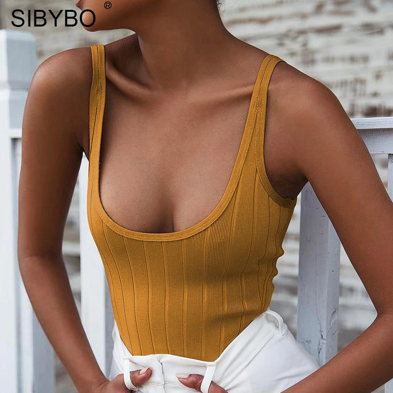 SIBYBO Ribbed Knitted Sexy Bodysuits Women Black Sleeveless Summer Slim Rompers Womens Jumpsuit Basic Playsuit Womens Tops SIBYBO Ribbed Knitted Sexy Bodysuits Women Black Sleeveless Summer Slim Rompers Womens Jumpsuit Basic Playsuit Womens Tops