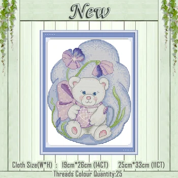 

Baby bear lovely cartoon decor painting counted printed on the canvas DMC 11CT 14CT kits Cross Stitch embroidery needlework Sets