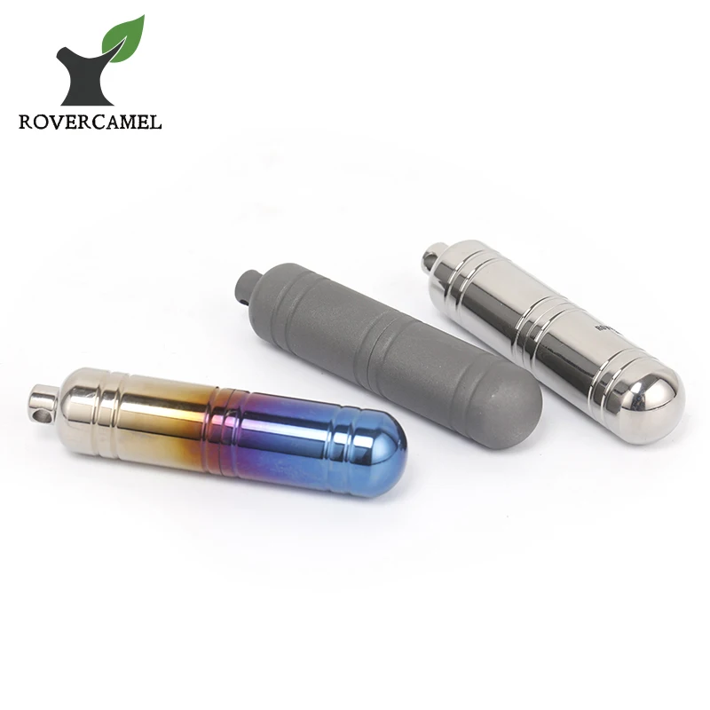 

Rover Camel Outdoor Camping Mini Pill Box Sealed Waterproof Titanium Container with keychain Ta6108