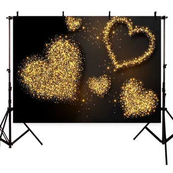 

MEHOFOTO Photography backdrops Valentine's Day Golden shiny hearts brown wedding party background backdrops photocall decorate