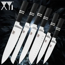 XYj кухонный инструмент из нержавеющей стали 6 комплект ножей 8 ''шеф 8'' хлеб 8 ''нарезка 7'' сантоку 5 ''Универсальный 3,5'' нож для очистки овощей