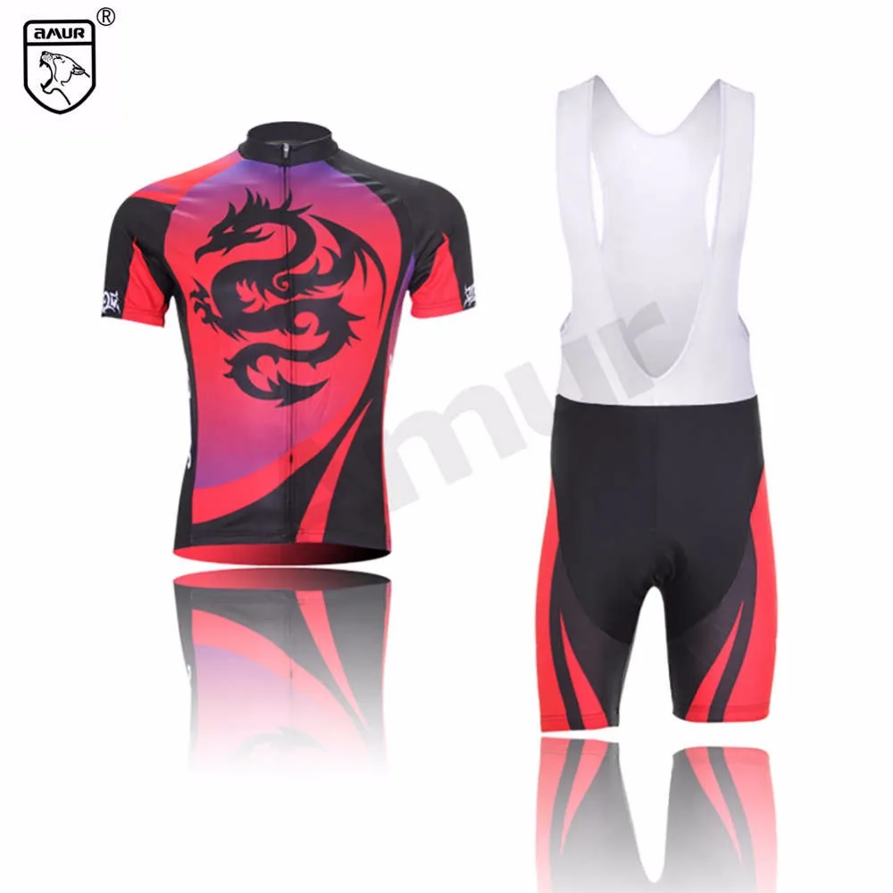 

Amur Leopard Men Cycling Jersey Short Sleeve Breathable Gel Padded Bib Shorts Set Printed Dragon